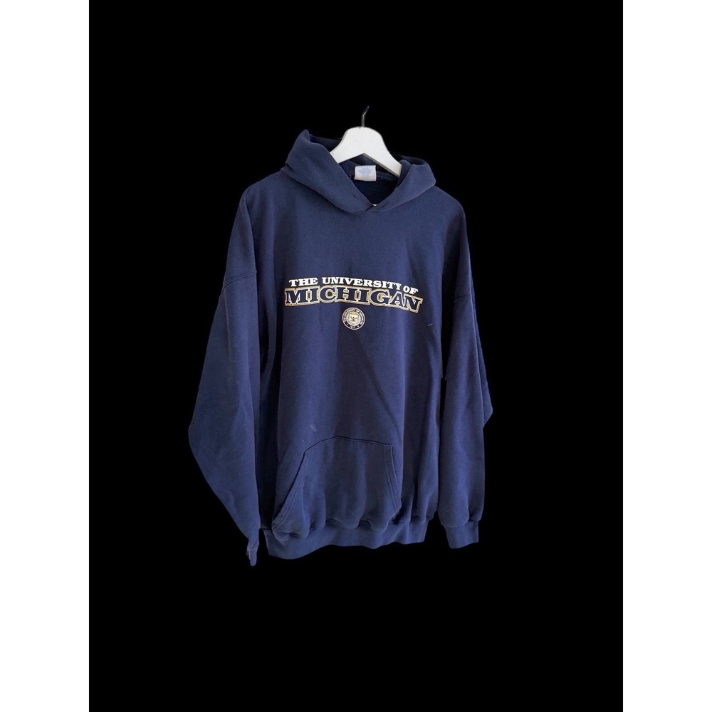 Vintage 80's University of Michigan Pullover‎ Sweatshirt XXL/3XL Blue Distressed